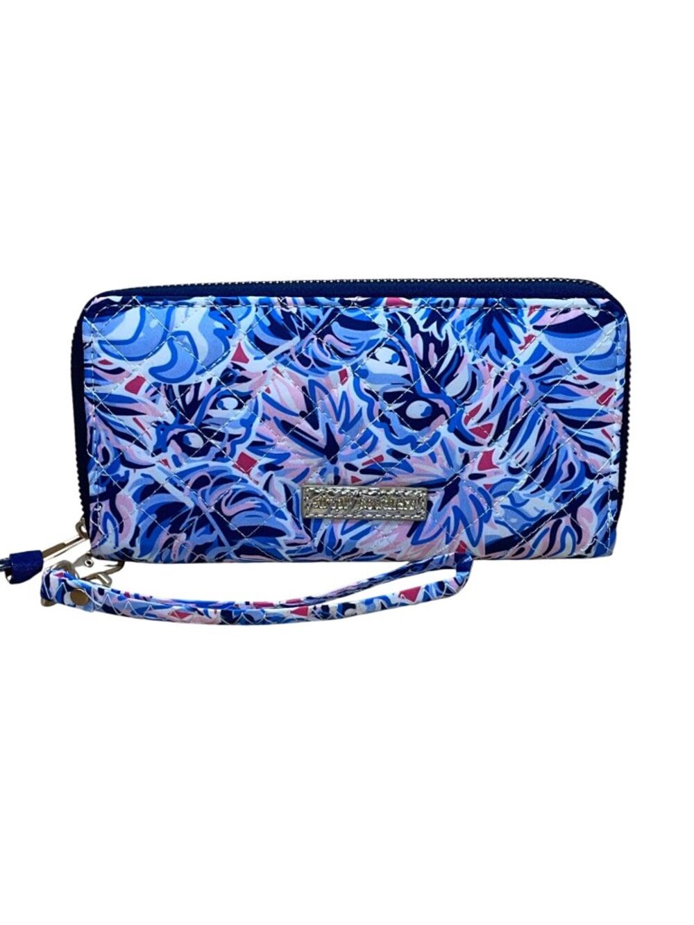 Simply Southern Women’s Blue Floral Quilted With Zipper Closure Wristlet Wallet